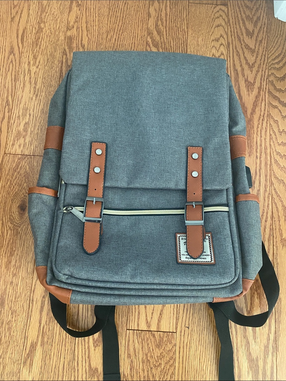 UGRACE Vintage Grey Backpack with USB Charging Port